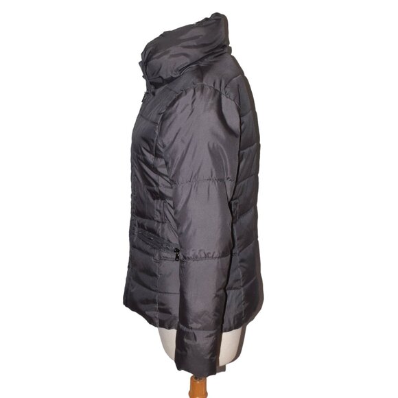 New York & Company Winter Jacket Gray Zip Front Pillow Collar No Belt - Picture 3 of 9